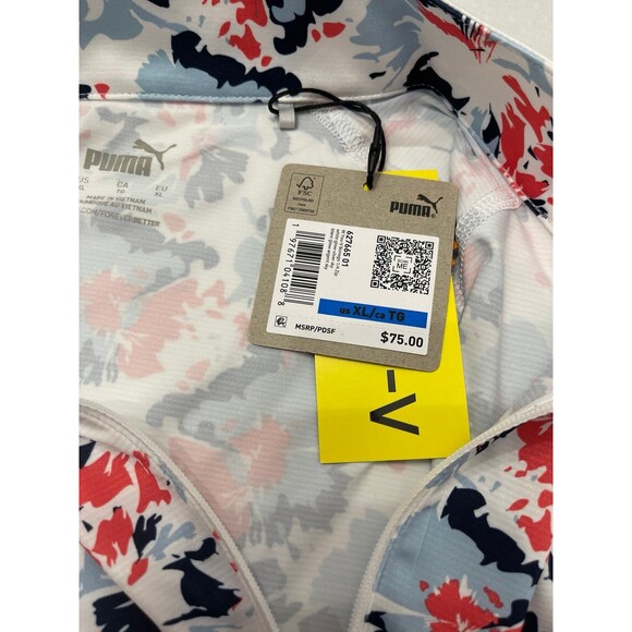 PUMA YouV Borrego Golf 1/4 Zip Size XL New With Tags White Glow/Silver Sky - Picture 7 of 7